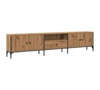 Mueble TV cajón madera ingeniería roble artesanal 200x25x44 cm