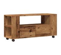 vidaXL Mueble TV con Ruedas Madera ingeniería Envejecida 102x34,5x43cm