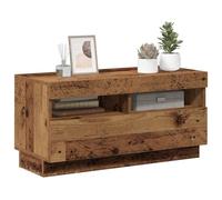 Mueble TV luces LED madera ingeniería envejecida 80x35x40 cm