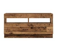 Mueble TV luces LED madera ingeniería envejecida 80x35x40 cm