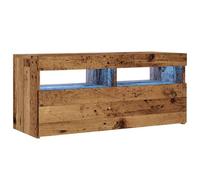 vidaXL Mueble TV Luces LED Madera ingeniería Envejecida 90x35x40 cm, Soporte de TV, Mueble Multimedia, Consola de TV, Mueble HiFi