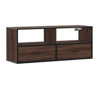 vidaXL Mueble TV Madera ingeniería y Metal marrón Roble 100x31x39,5 cm, Soporte para TV, Armario Consola de TV, Muebles de Dormitorio