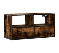 vidaXL Mueble TV Metal y Madera contrachapada Roble Humo 80x31x39,5 cm, Soporte para TV, Armario Consola de TV, Muebles de Dormitorio