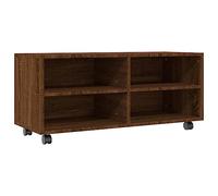 vidaXL Mueble TV Ruedas Madera contrachapada Roble marrón 90x35x35 cm