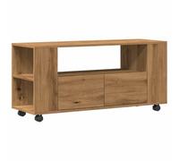 vidaXL Mueble TV Ruedas Madera ingeniería Roble Artisan 102x34,5x43cm, Soporte de TV, aparador de TV, Mueble HiFi, Banco de TV, Armario de TV