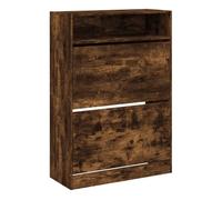 Vidaxl mueble zapatero 2 cajones abatibles roble ahumado 80x34x116 cm