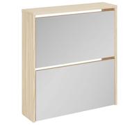 Vidaxl mueble zapatero 2 compartimentos espejo color roble 63x17x67cm