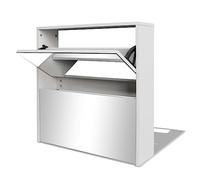 vidaXL Mueble Zapatero 2 Capas con Espejo Organizador Mobiliario Salón Dormitorio Sala de Estar Almacenamiento Entrada Blanco 63x17x67 cm
