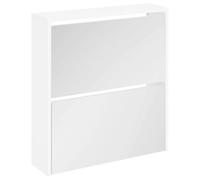 vidaXL Mueble Zapatero 2 Capas con Espejo Organizador Mobiliario Salón Dormitorio Sala de Estar Almacenamiento Entrada Blanco 63x17x67 cm