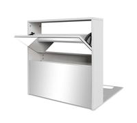 vidaXL Mueble Zapatero 2 Capas con Espejo Organizador Mobiliario Salón Dormitorio Sala de Estar Almacenamiento Entrada Blanco 63x17x67 cm