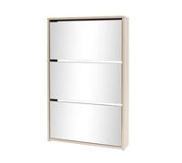 vidaXL Mueble Zapatero con 3 Cajones Desplegables Espejo Mobiliario Salón Dormitorio Sala de Estar Organizador Almacenamiento Roble 63x17x102,5cm