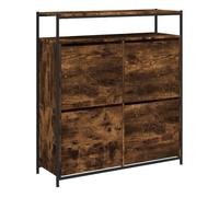 Vidaxl mueble zapatero 4 cajones abatibles roble ahumado 100x34x112 cm