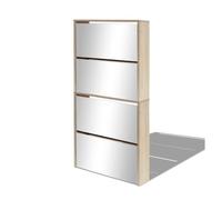 Vidaxl mueble zapatero 4 compartimentos espejo color roble 63x17x134cm