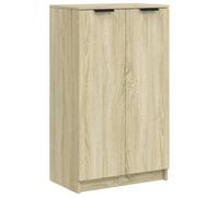 vidaXL Mueble Zapatero Armario Estantería Pasillo con Puertas Organizador Pared Adornos Jarrones Decoración Madera Contrachapada Color Roble