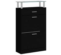 vidaXL Mueble Zapatero Armario Zapatos Estantería Almacenamiento Entrada Pasillo Recibidor Sala de Estar Madera Contrachapada Negro