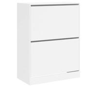 vidaXL Mueble Zapatero con 2 Cajones Abatibles, Estantes de Almacenaje, Organizador de Zapatos, Mueble para Pasillo Entrada Recibidor, Blanco