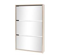 vidaXL Mueble Zapatero con 3 Cajones Desplegables Espejo Mobiliario Salón Dormitorio Sala de Estar Organizador Almacenamiento Roble 63x17x102,5cm