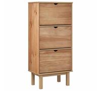 vidaXL Mueble Zapatero con 3 Cajones Estante Armario Pasillo Entrada Almacenamiento Organizador Sala de Estar Madera Maciza de Pino Marrón