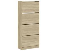 vidaXL Mueble Zapatero con 4 Cajones Abatibles, Estantes de Almacenaje, Organizador de Zapatos, Mueble para Pasillo Entrada Recibidor, Roble Sonoma