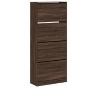 vidaXL Mueble Zapatero con 4 Cajones Abatibles, Estantes de Almacenaje, Organizador de Zapatos, Mueble para Pasillo Entrada Recibidor, Marrón Roble