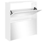 vidaXL Mueble Zapatero con Espejo 2 Niveles Armario Zapatos Cajones Estantería Almacenamiento Recibidor Entrada Sala de Estar Blanco Brillo