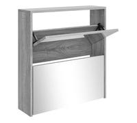Vidaxl mueble zapatero con espejo 2 niveles gris sonoma 63x17x67 cm