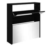Vidaxl mueble zapatero con espejo 2 niveles negro 63x17x67 cm