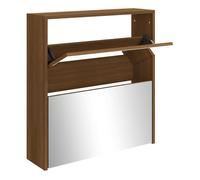 Vidaxl mueble zapatero con espejo 2 niveles roble marrón 63x17x67 cm
