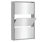 vidaXL Mueble Zapatero con Espejo 3 Niveles Armario Zapatos Cajones Estantería Almacenamiento Recibidor Entrada Sala de Estar Gris Sonoma