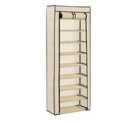 Vidaxl mueble zapatero de tela con funda color crema 57x29x162 cm