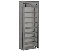 vidaXL Mueble Zapatero de Tela con Funda Organización Hogar Excelente Solución Almacenaje Tenis Zapatos Diseño Funcional Organizado Gris 57x29x162cm