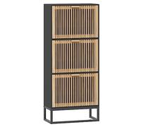 vidaXL Mueble zapatero – Estantería de zapatos, Estilo escandinavo, Madera contrachapada, Negro