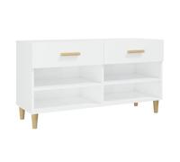 Vidaxl mueble zapatero madera contrachapada blanco brillo 102x35x55 cm