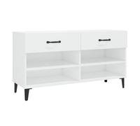 Vidaxl mueble zapatero madera contrachapada blanco brillo 102x35x55 cm