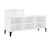 Vidaxl mueble zapatero madera contrachapada blanco brillo 102x36x60 cm