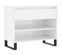 vidaXL Mueble zapatero de madera contrachapada blanco brillo 70x36x60 cm