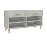 Vidaxl mueble zapatero madera contrachapada gris hormigón 102x35x55 cm
