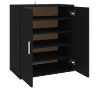 vidaXL Mueble Zapatero Organizador de Zapatos Armario Pasillo Almacenaje Taburete Puf Caja Banco Estantería de Madera Contrachapada Negro 60x35x70 cm