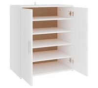 vidaXL Mueble Zapatero Organizador de Zapatos Armario Pasillo Almacenaje Taburete Puf Caja Banco Estantería de Madera Contrachapada Blanco 60x35x70 cm