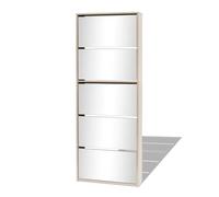 vidaXL Mueble Zapatero Organizador Zapato 5 Cajones Espejo Mobiliario Salón Dormitorio Sala de Estar Almacenamiento Color Roble 63x17x169,5cm