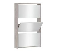 Vidaxl mueble zapatero y espejo 3 niveles gris hormigón 63x17x102,5 cm