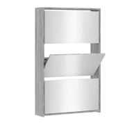 vidaXL Mueble Zapatero con Espejo 3 Niveles Armario Zapatos Cajones Estantería Almacenamiento Recibidor Entrada Sala de Estar Gris Sonoma