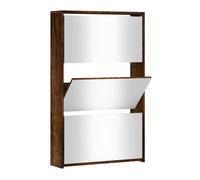 Vidaxl mueble zapatero y espejo 3 niveles roble ahumado 63x17x102,5 cm