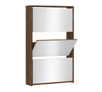 Vidaxl mueble zapatero y espejo 3 niveles roble marrón 63x17x102,5 cm