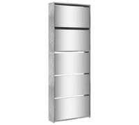 vidaXL Mueble Zapatero y Espejo 5 Niveles, Estanterías Estantes con Almacenaje, Soporte de Zapatos, Armario para Salón Pasillo, Gris Hormigón