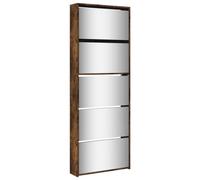 vidaXL Mueble Zapatero y Espejo 5 Niveles, Estanterías Estantes con Almacenaje, Soporte de Zapatos, Armario para Salón Pasillo, Roble Ahumado