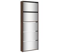 vidaXL Mueble Zapatero y Espejo 5 Niveles, Estanterías Estantes con Almacenaje, Soporte de Zapatos, Armario para Salón Pasillo, Roble Marrón