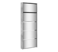 vidaXL Mueble zapatero y espejo 5 niveles – Armario para salón y pasillo, Gris hormigón