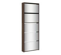 vidaXL Mueble Zapatero y Espejo 5 Niveles, Estanterías Estantes con Almacenaje, Soporte de Zapatos, Armario para Salón Pasillo, Roble Marrón