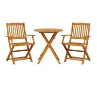 vidaXL Muebles cafetería Plegables 3 pzas Madera Maciza Acacia, Juego de bistró de jardín, Juego de balcón, Juego de Muebles de Exterior